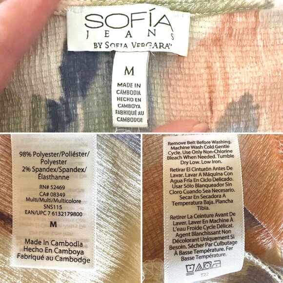 Sofia Jeans Sofia Vergara Ruffle Faux Wrap Midi Dress Size M Pastel Multicolor - Picture 4 of 13